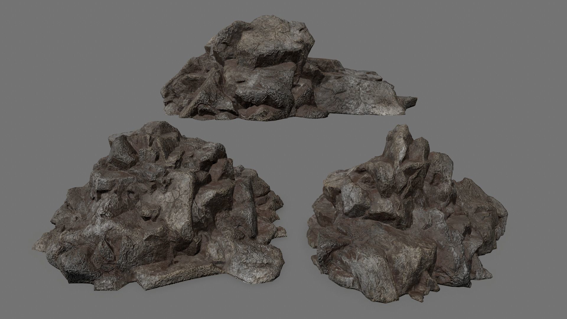 Rock Set Low-poly 3D model_1