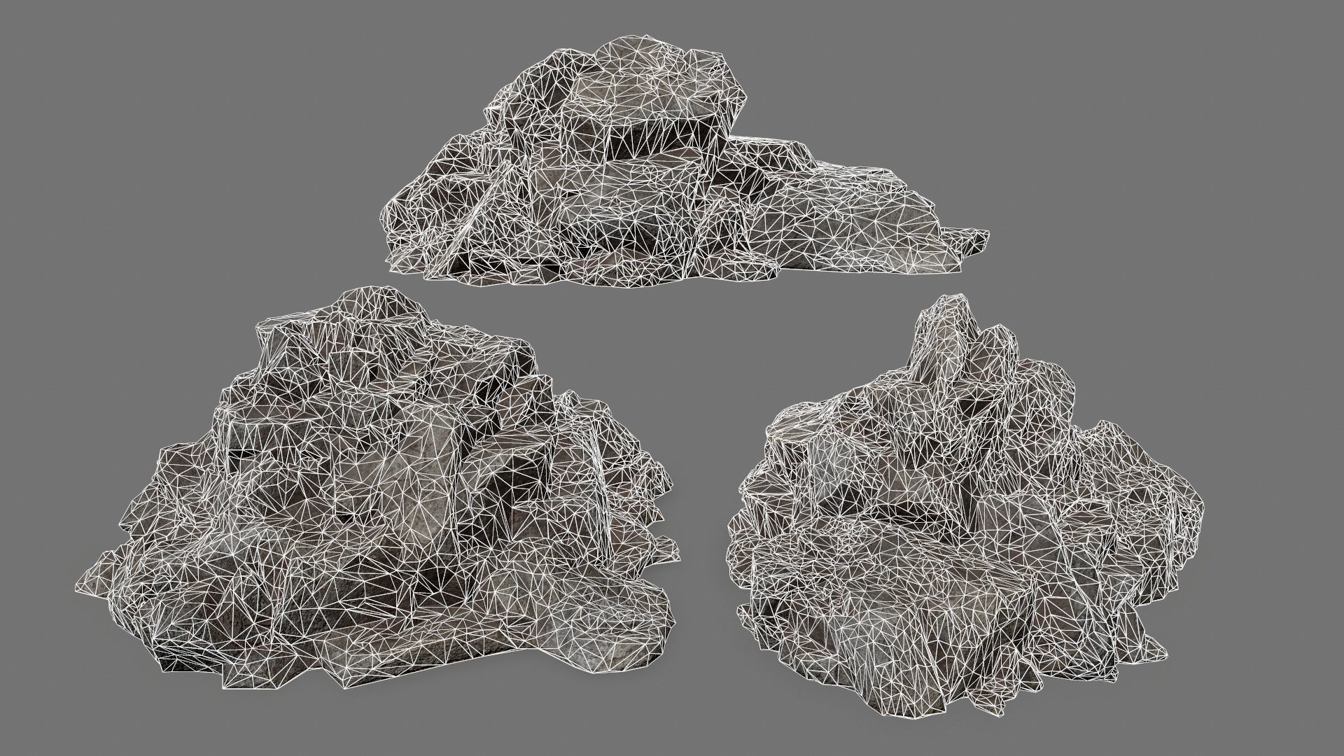 Rock Set Low-poly 3D model_2