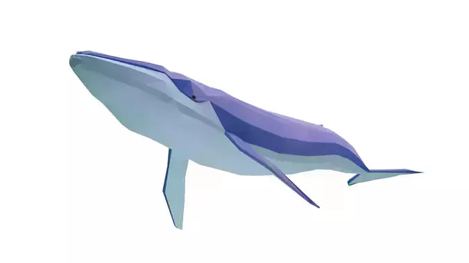 Cartoony Blue Whale Low-poly 3D model