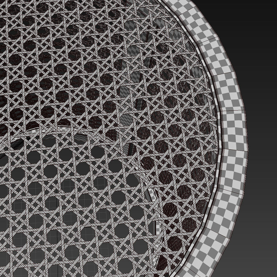 Rattan bench 3D model_7