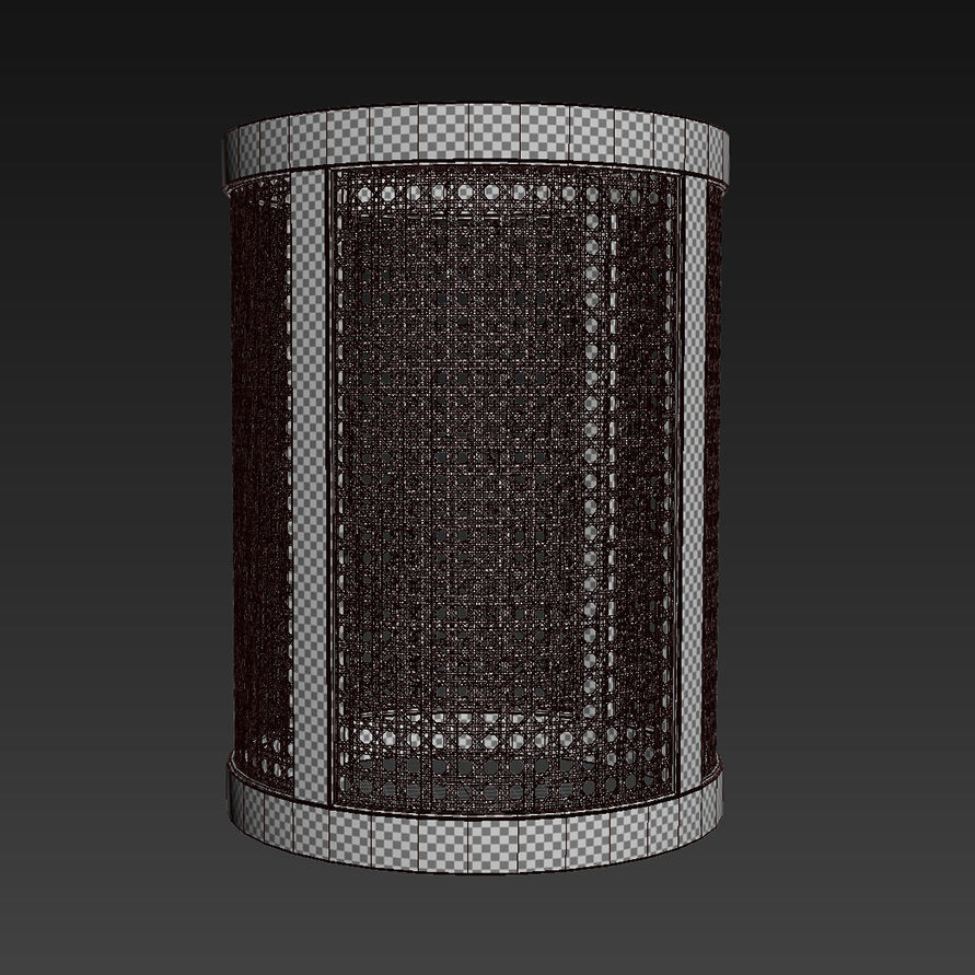 Rattan bench 3D model_6