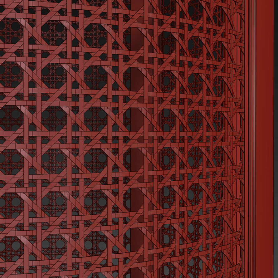 Rattan bench 3D model_5