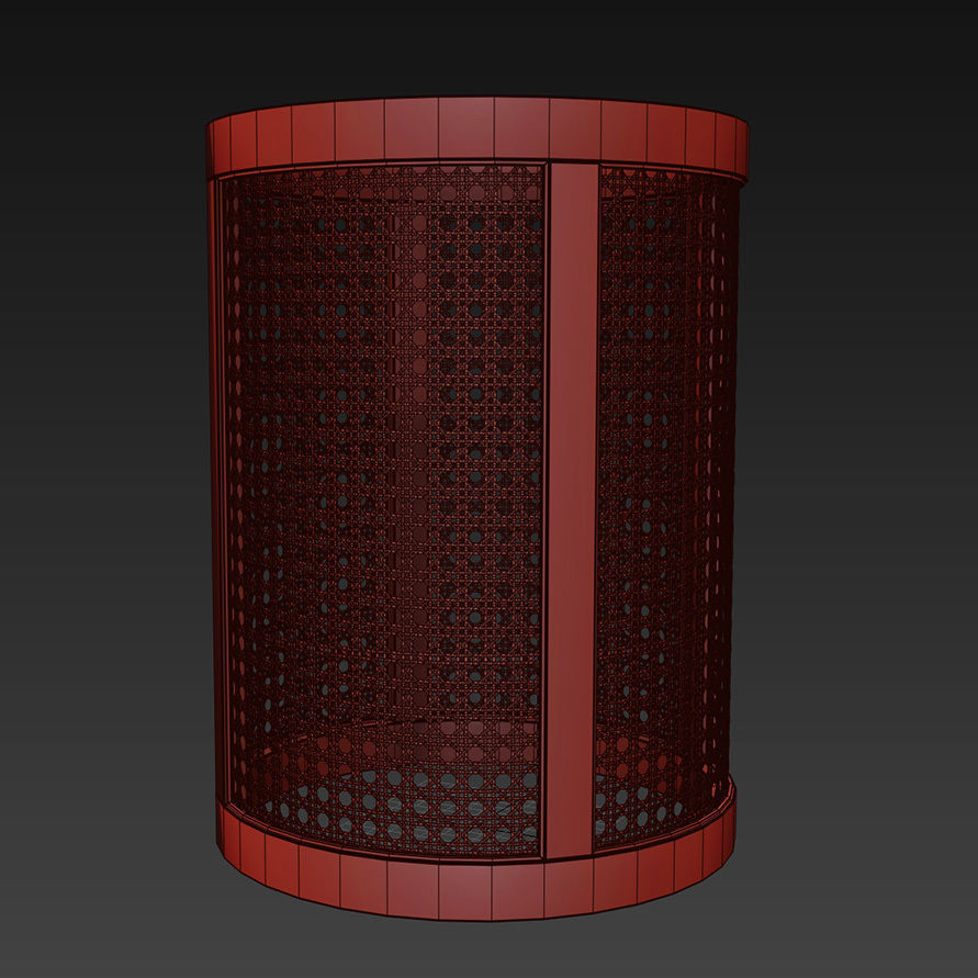 Rattan bench 3D model_4