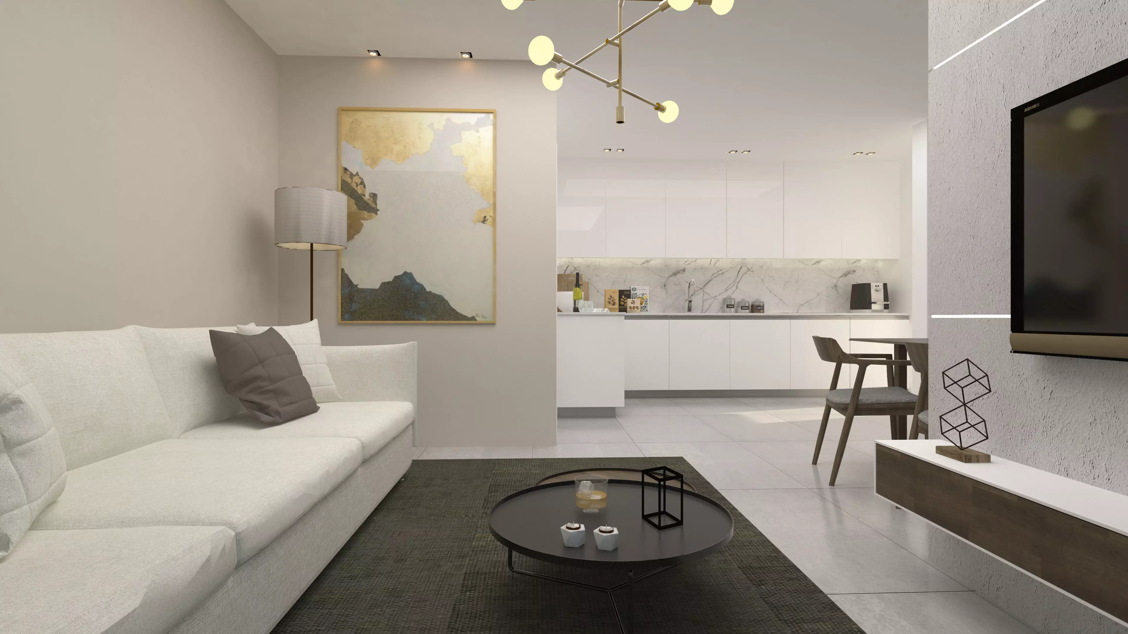 kitcen and living room With  item 3D model_0