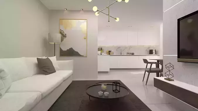kitcen and living room With  item 3D model