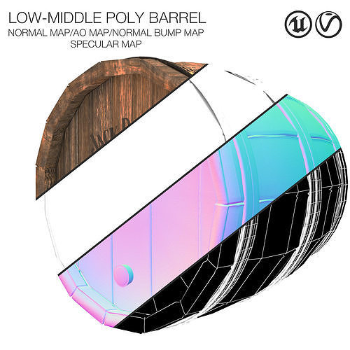 Old barrel Low-poly 3D model