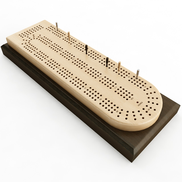 Cribbage Card Game Board 3D model_2