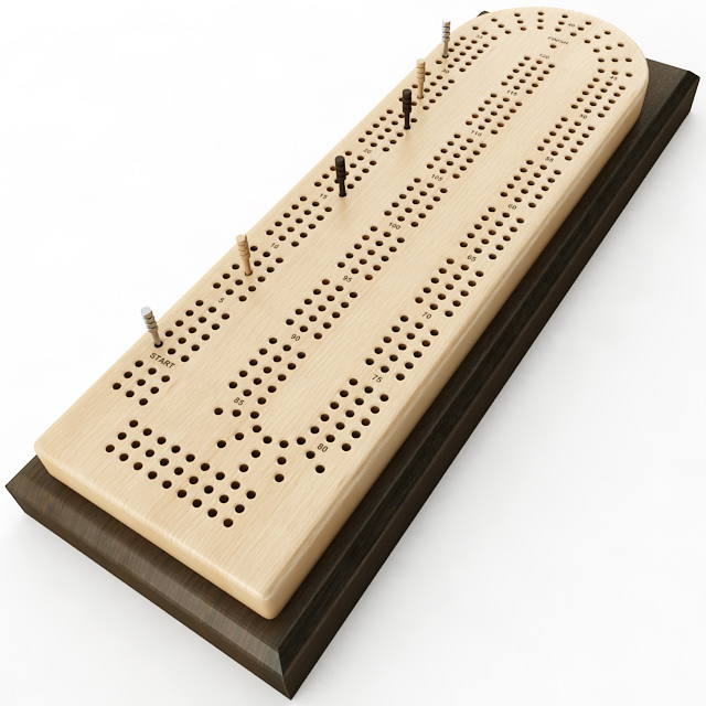 Cribbage Card Game Board 3D model_1