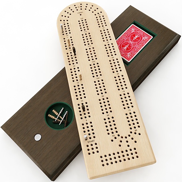 Cribbage Card Game Board 3D model_3