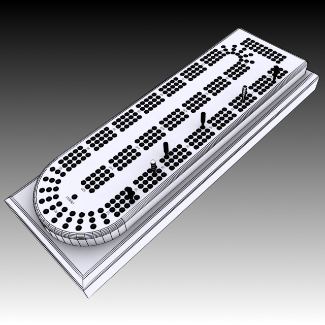 Cribbage Card Game Board 3D model_4