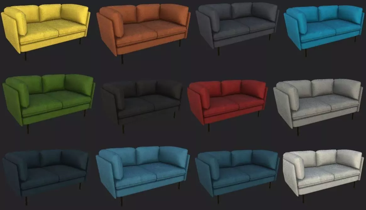 Couch DONKERTURKOOIS Unity ready Low-poly 3D model Low-poly 3D model_0