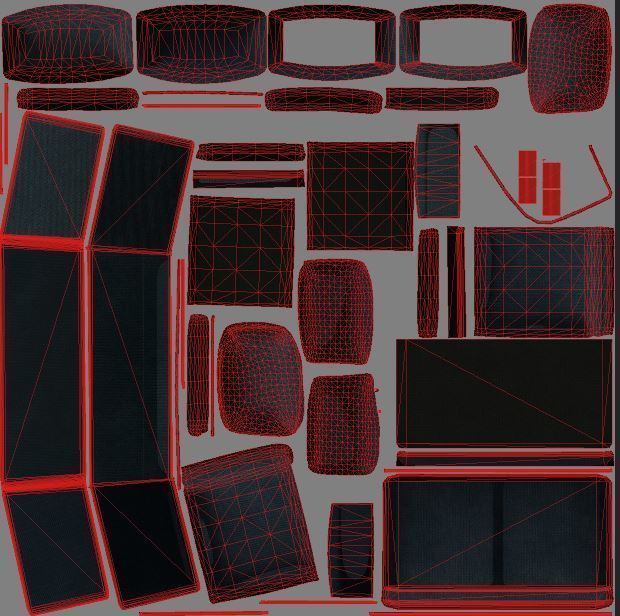 Couch DONKERTURKOOIS Unity ready Low-poly 3D model Low-poly 3D model_9