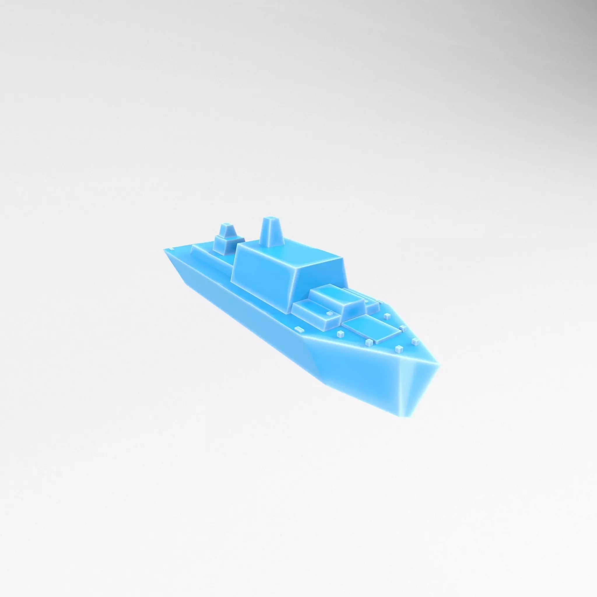 Cartoon Simple Warship v1 011 Low-poly 3D model