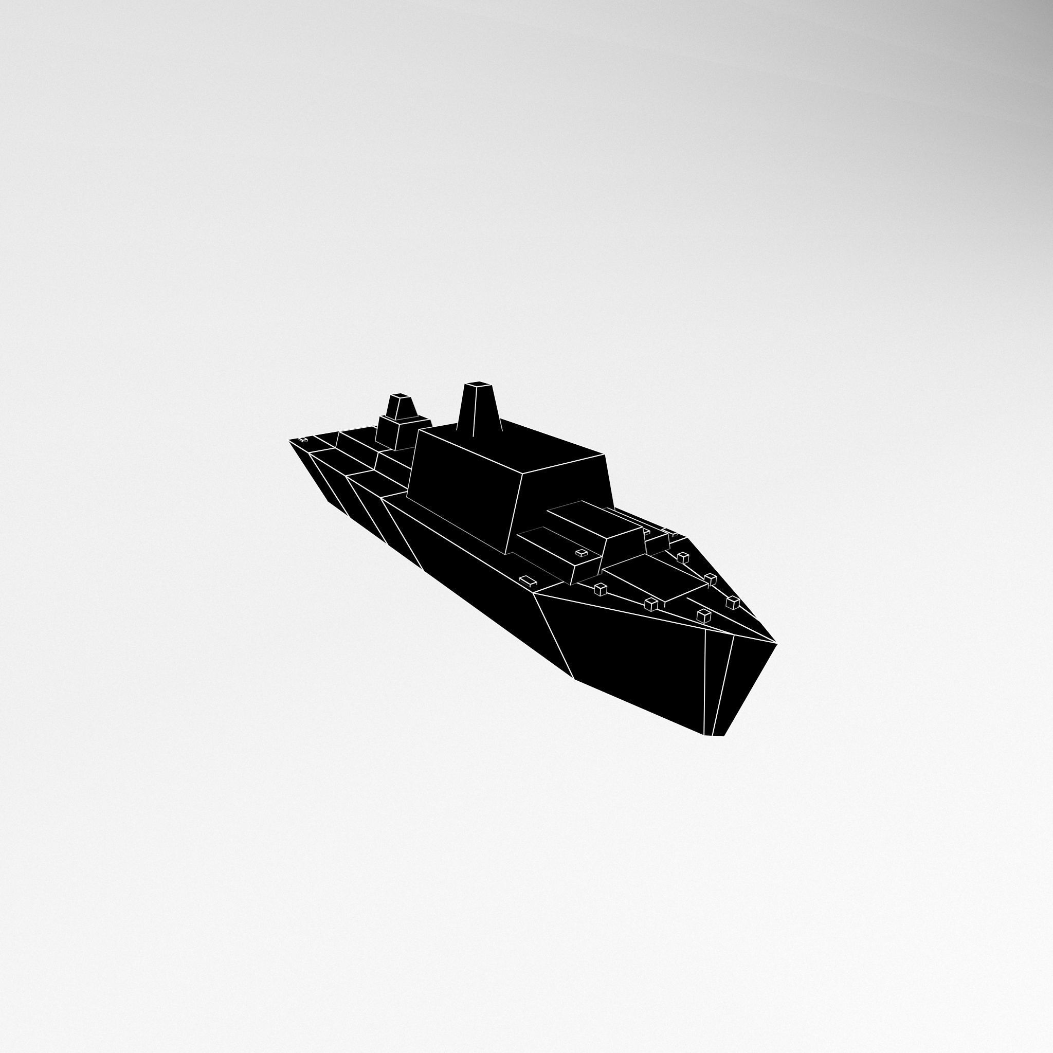 Cartoon Simple Warship v1 013 Low-poly 3D model_4
