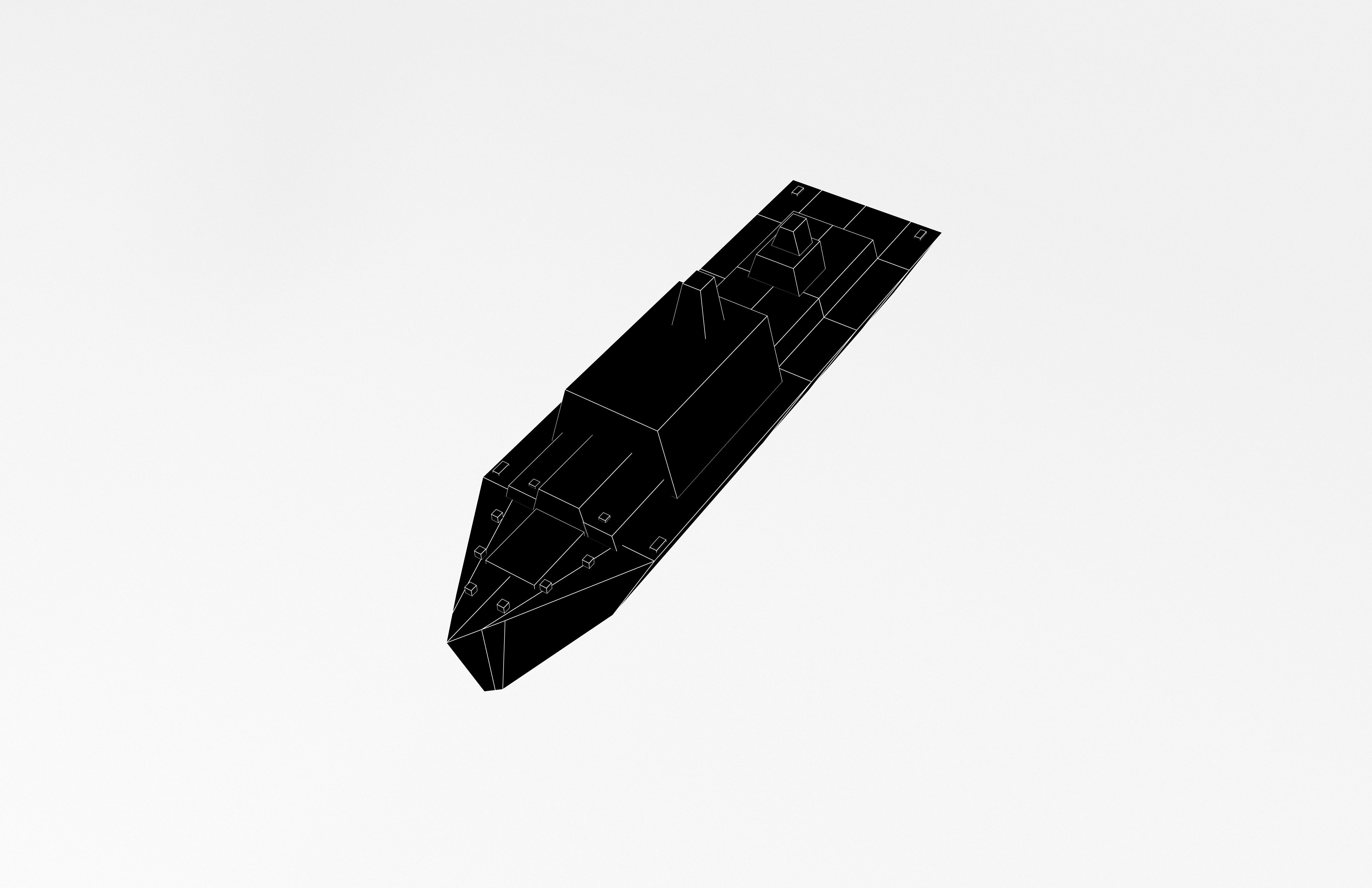 Cartoon Simple Warship v1 013 Low-poly 3D model_6