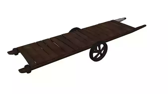 handcart wooden cart Low-poly 3D model
