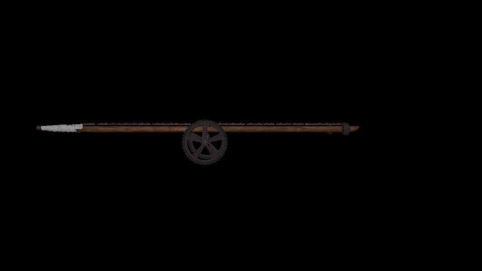 handcart wooden cart Low-poly 3D model_7