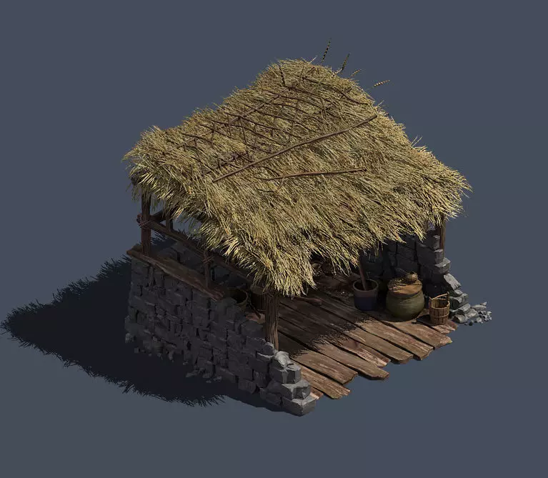 straw house 3D model_0