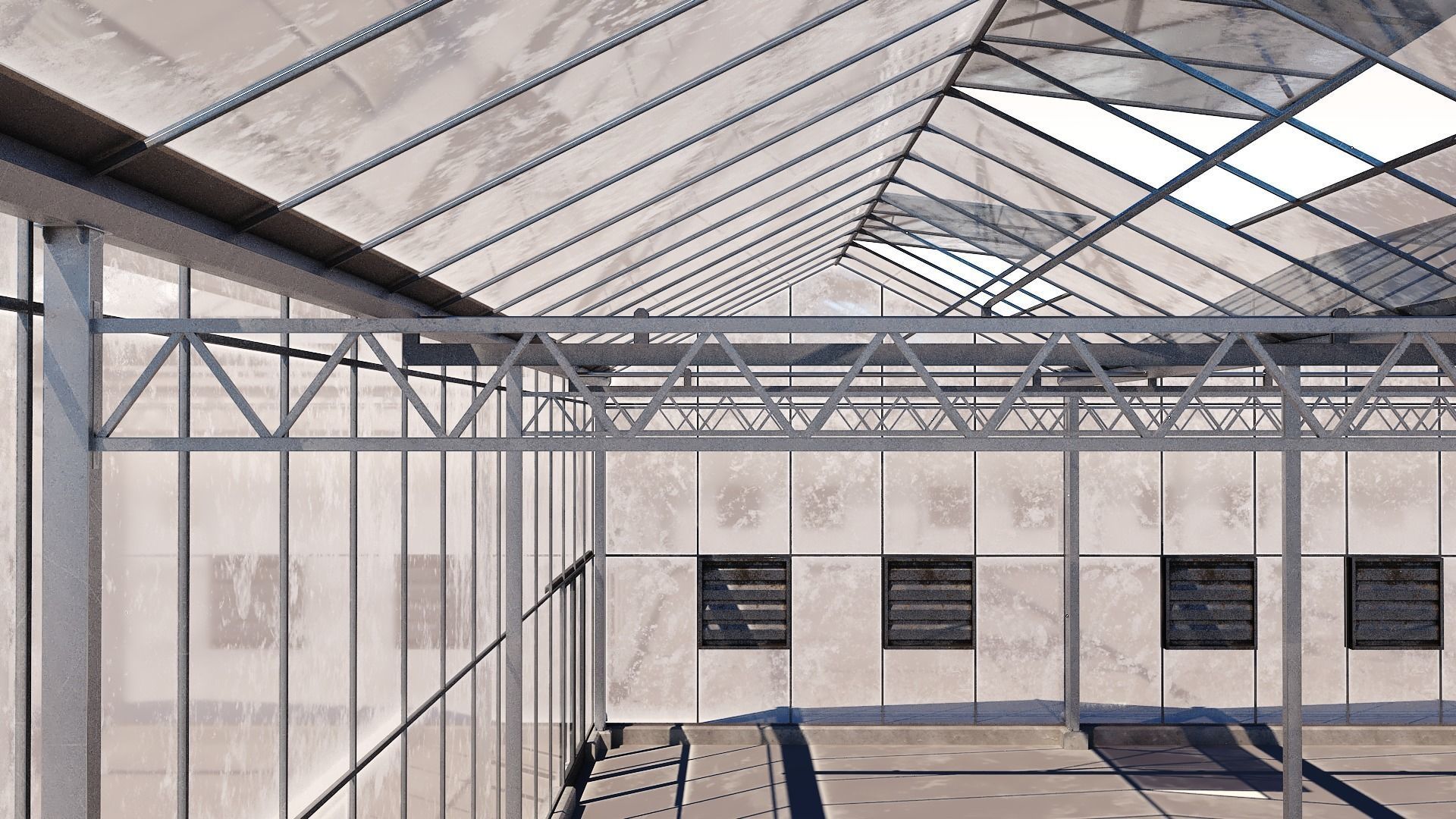 Greenhouse with two windows Low-poly 3D model_8