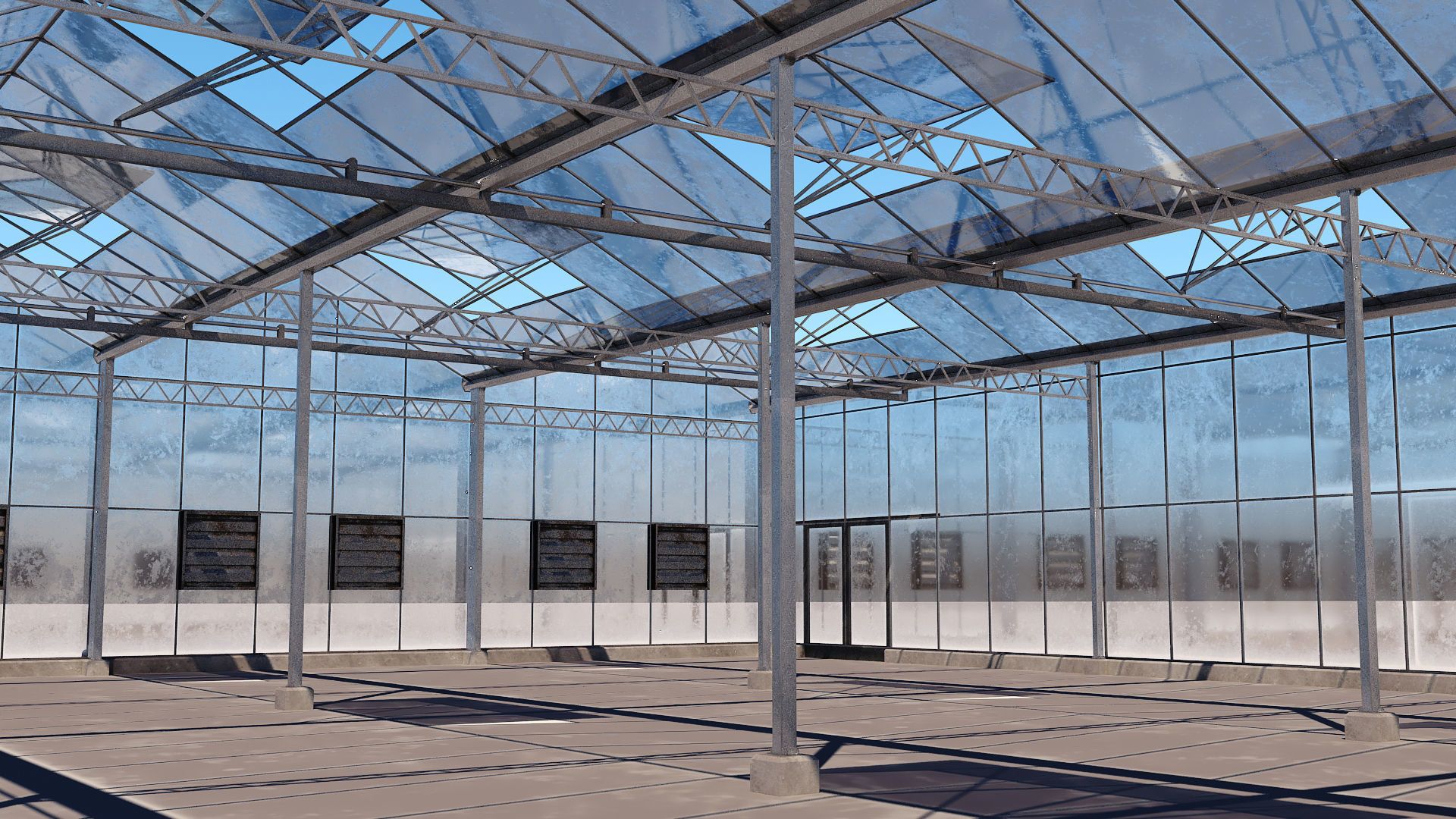 Greenhouse with two windows Low-poly 3D model_7