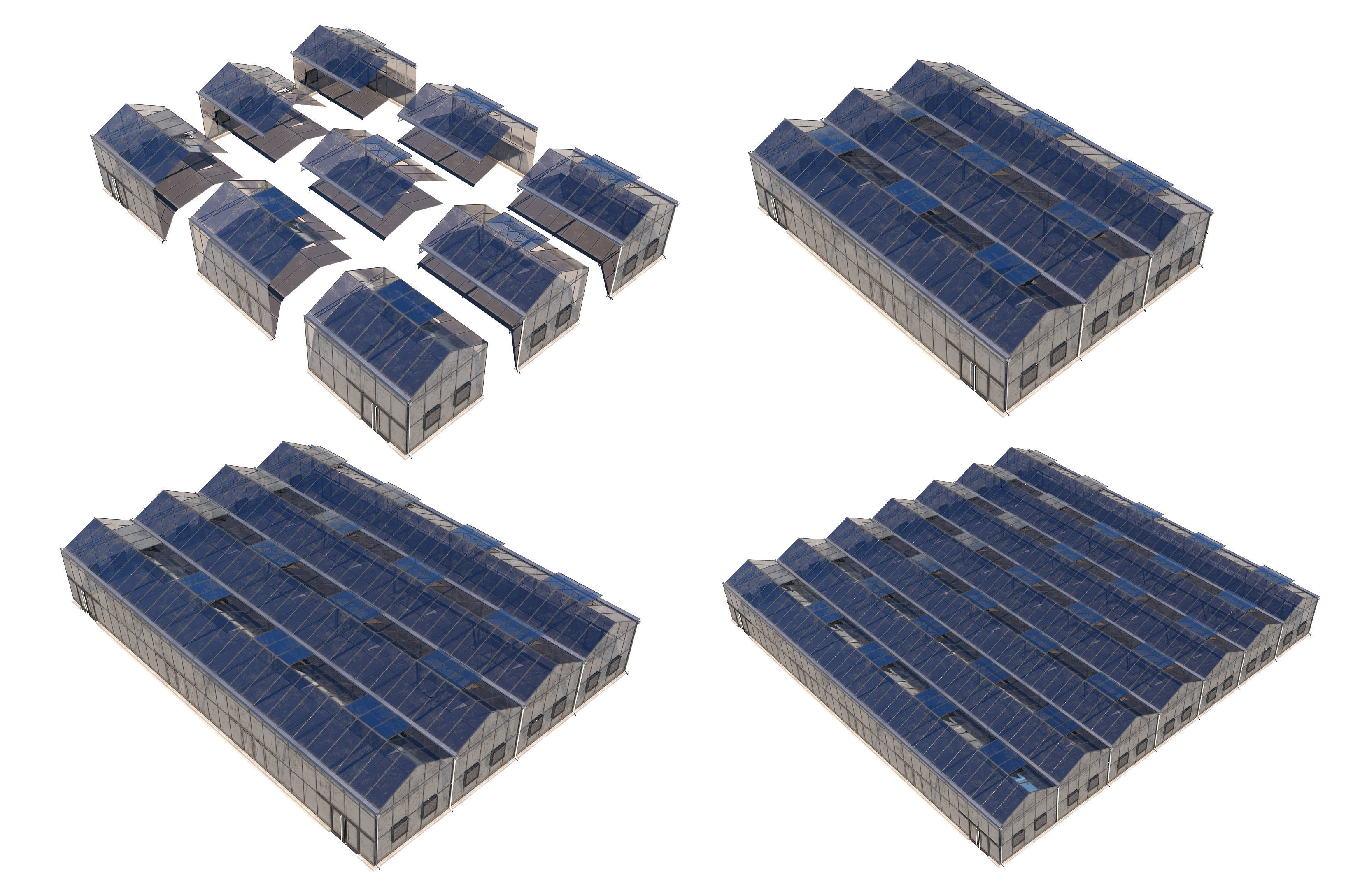 Greenhouse with two windows Low-poly 3D model_1