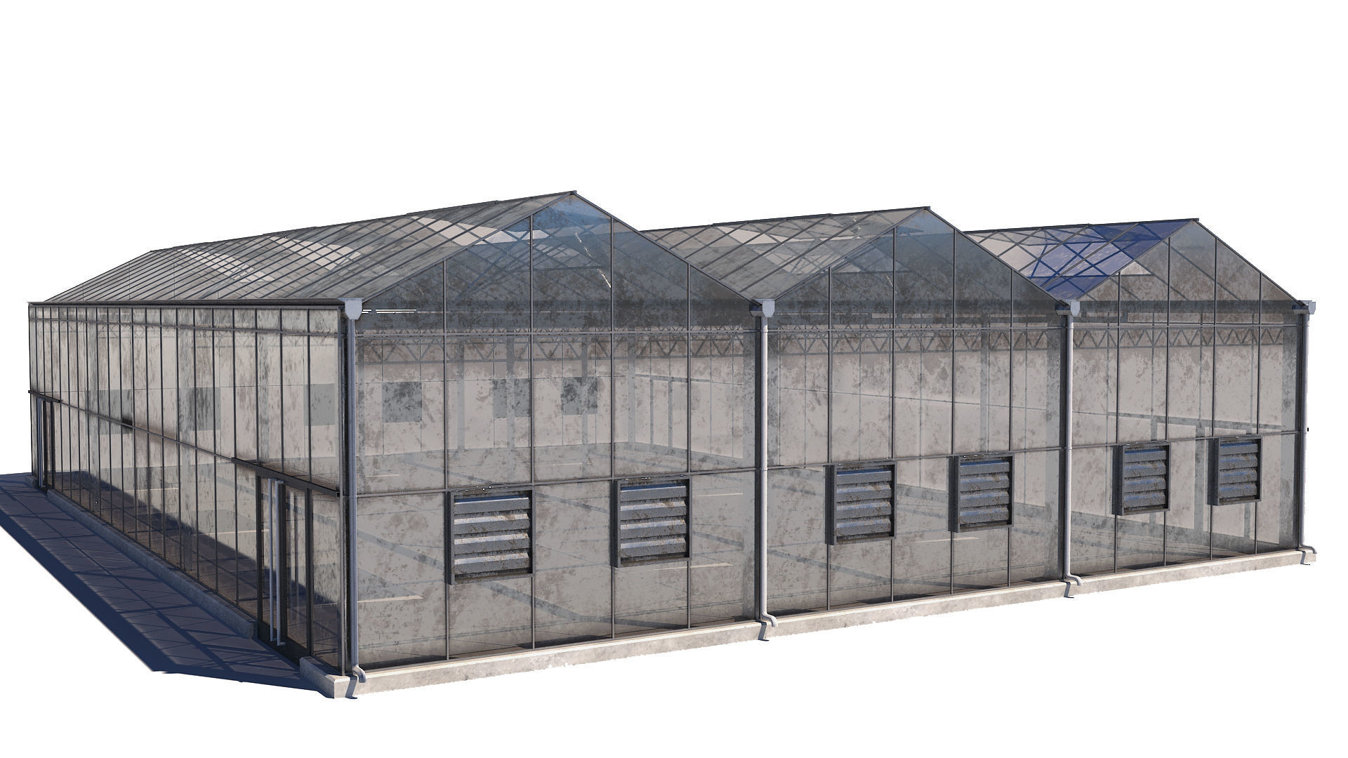 Greenhouse with two windows Low-poly 3D model_5