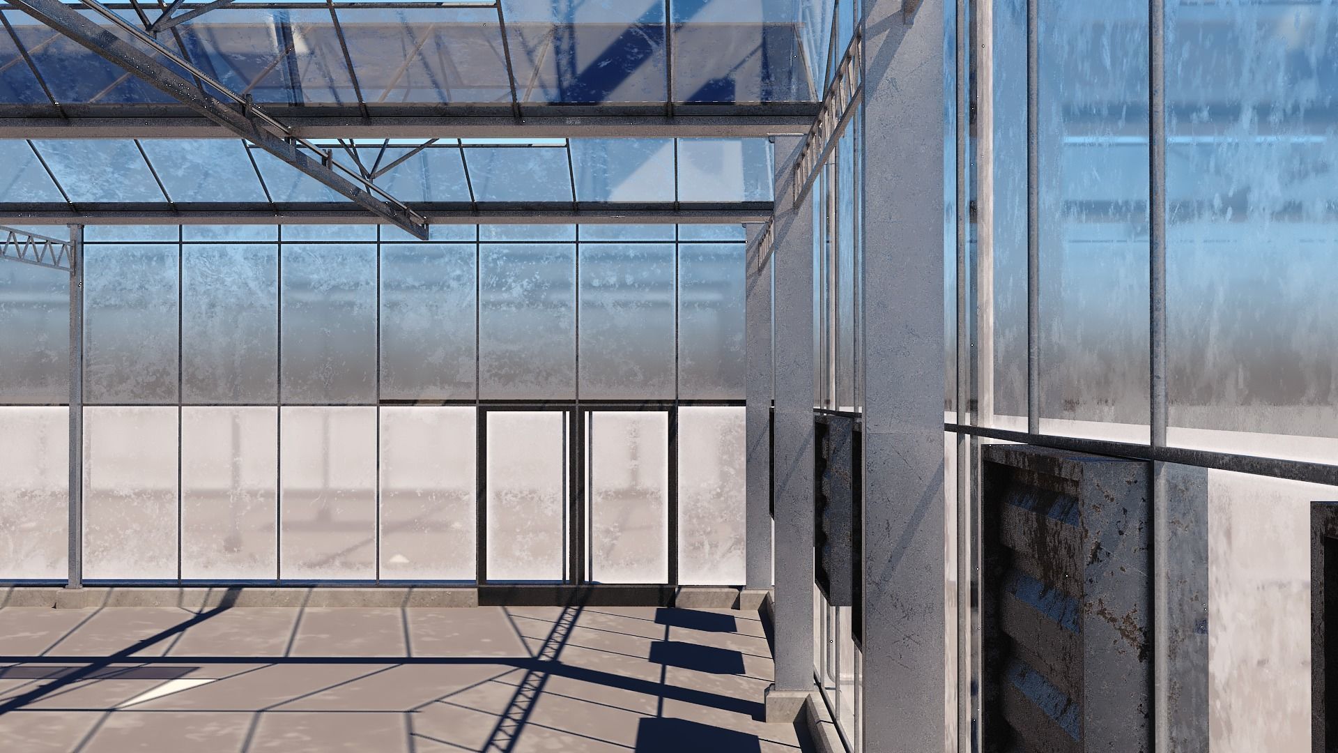 Greenhouse with two windows Low-poly 3D model_9