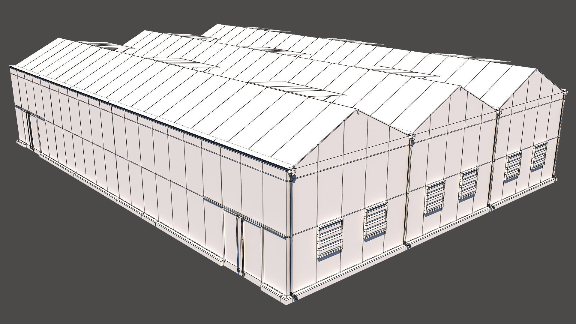 Greenhouse with two windows Low-poly 3D model_10