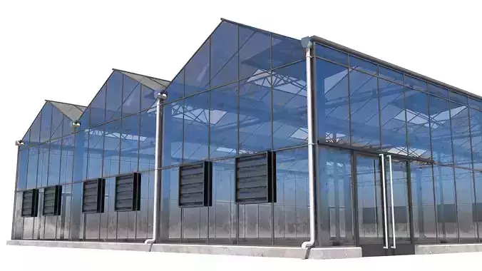 Greenhouse with two windows Low-poly 3D model