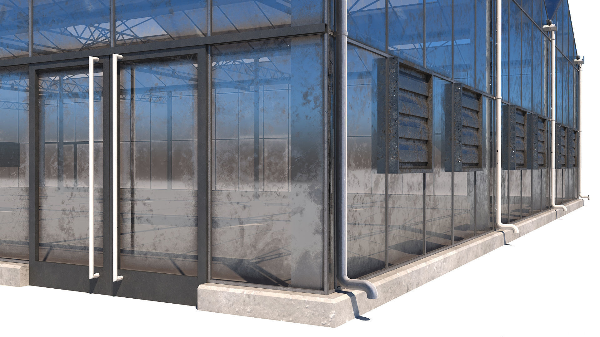 Greenhouse with two windows Low-poly 3D model_6