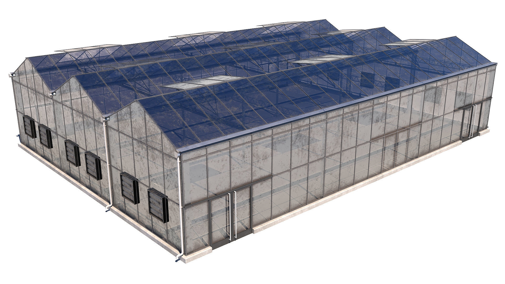 Greenhouse with two windows Low-poly 3D model_4