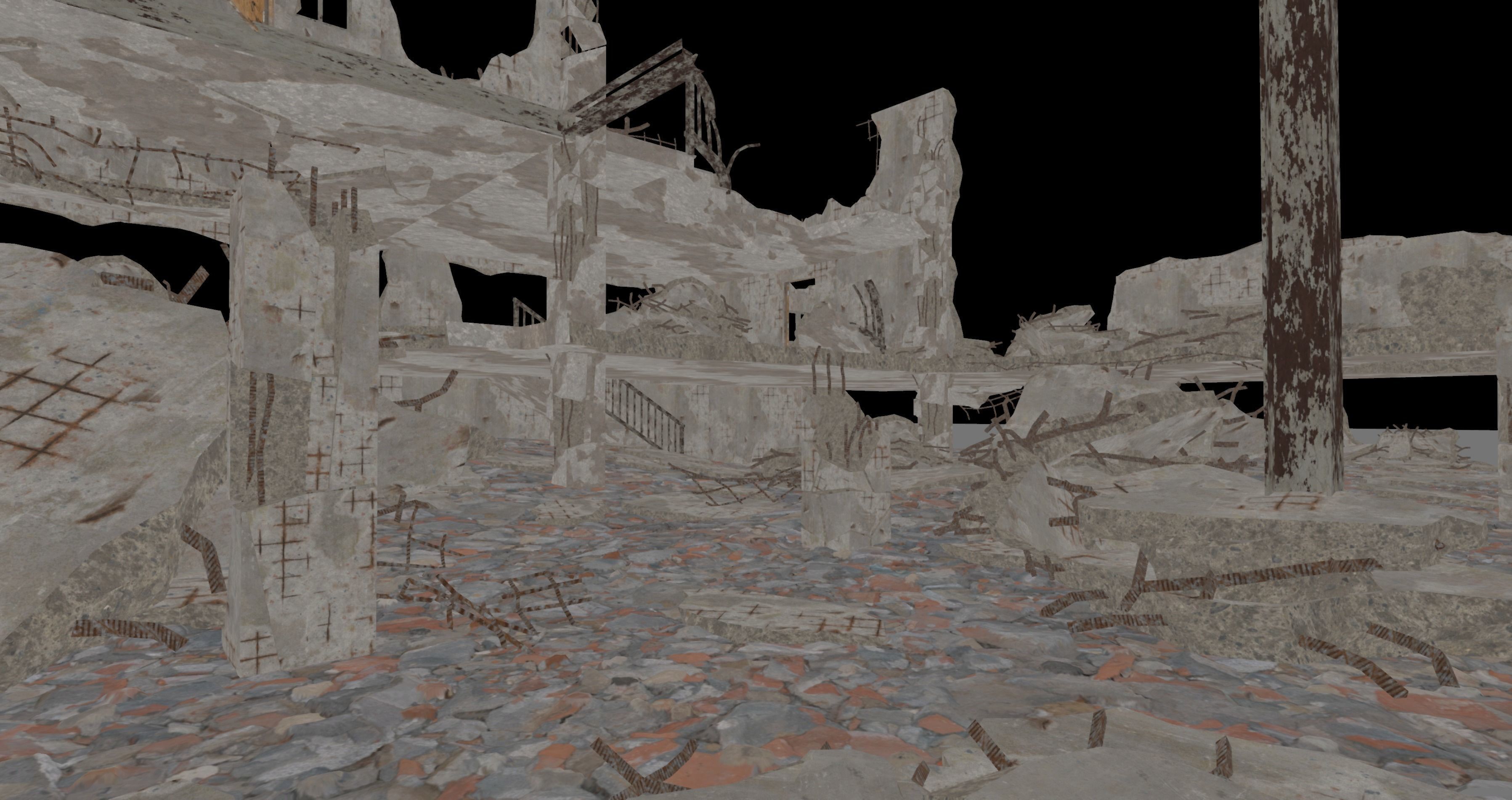 Modular City Ruin Kit  Low-poly 3D model_9