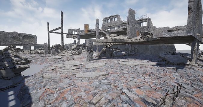 Modular City Ruin Kit  Low-poly 3D model