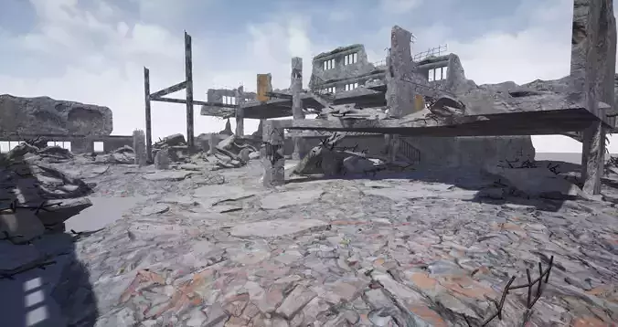 Modular City Ruin Kit  Low-poly 3D model