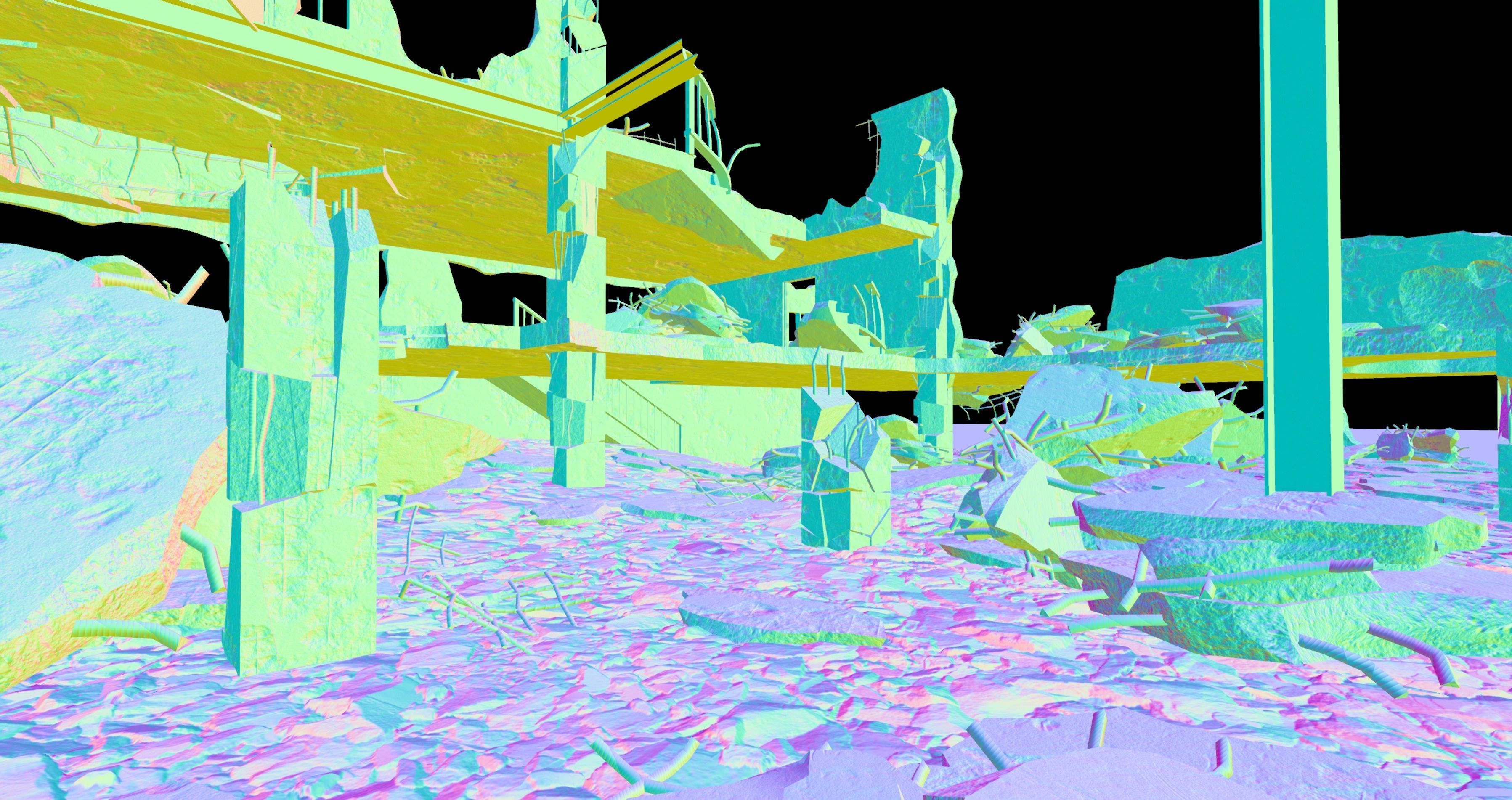 Modular City Ruin Kit  Low-poly 3D model_10