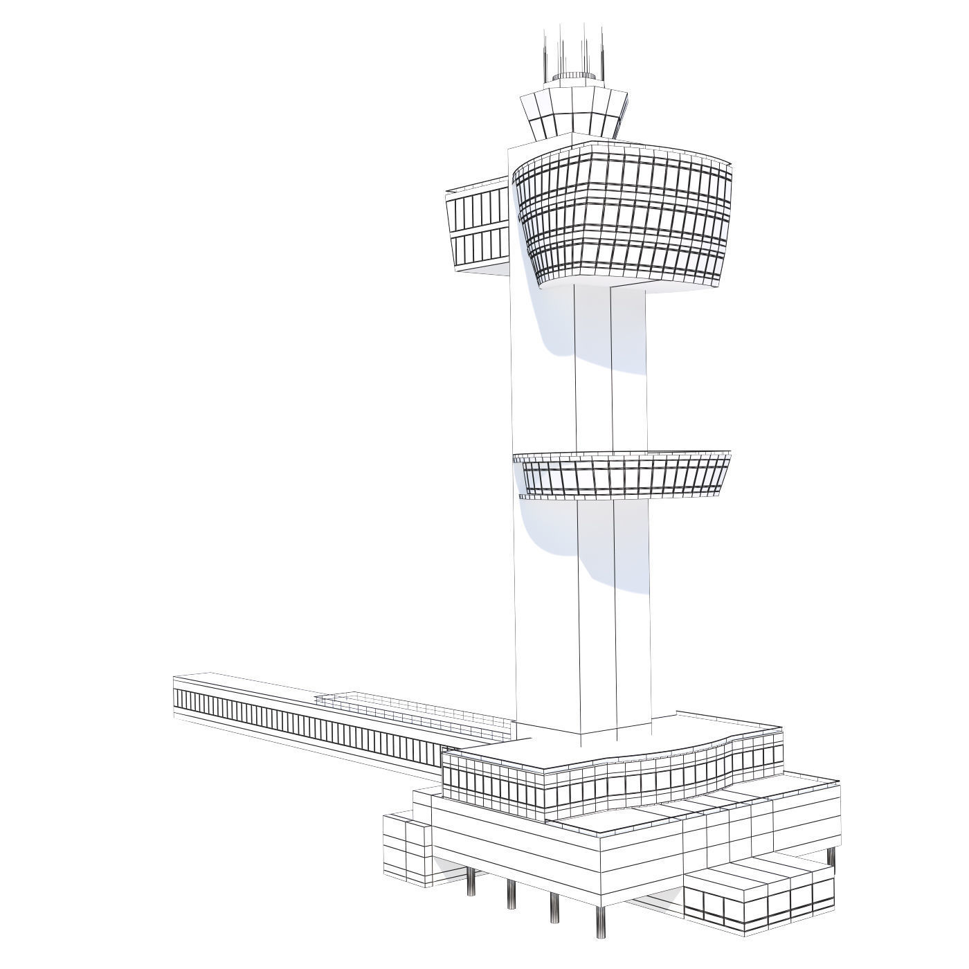 Air Traffic Control Tower JFK 3D model_7