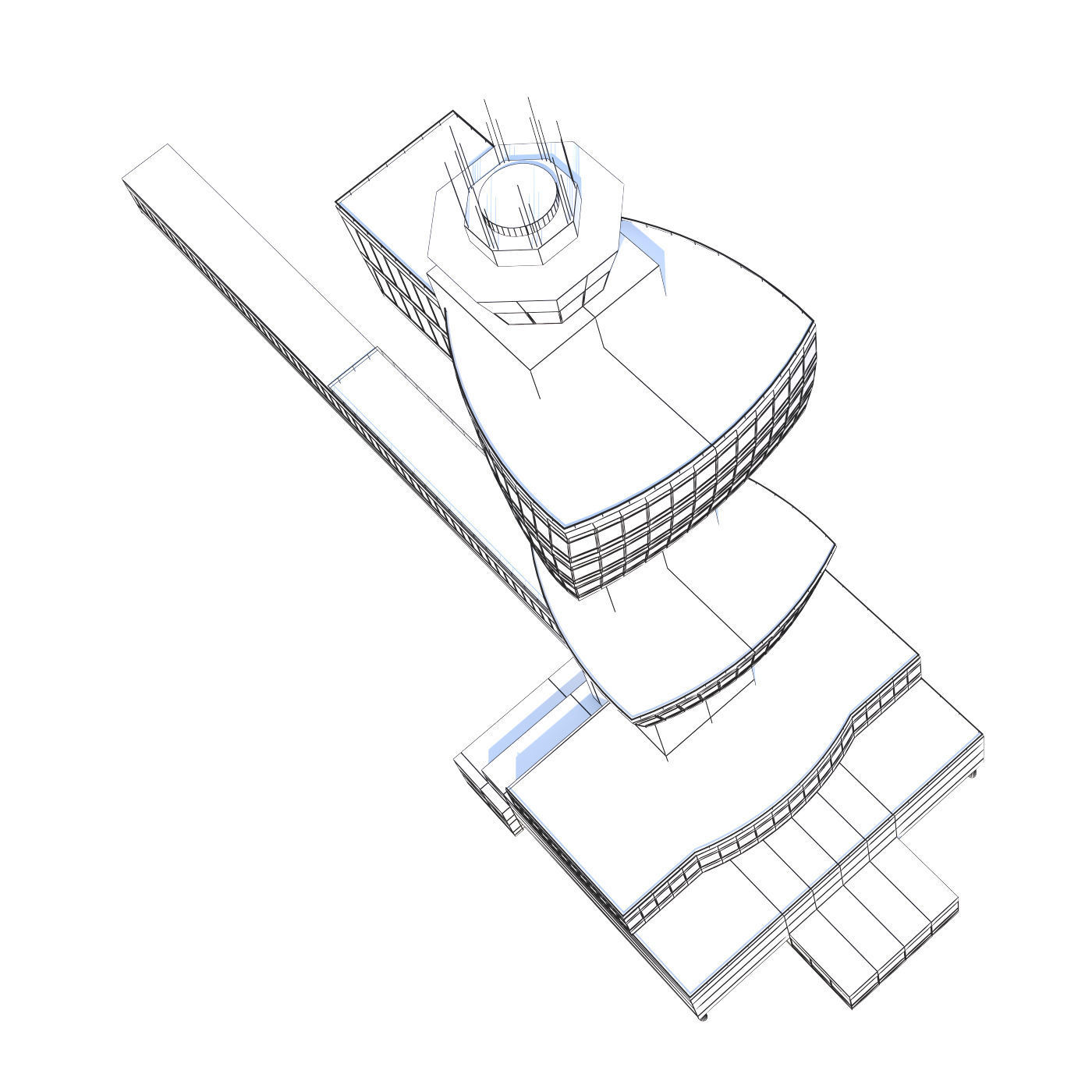 Air Traffic Control Tower JFK 3D model_5