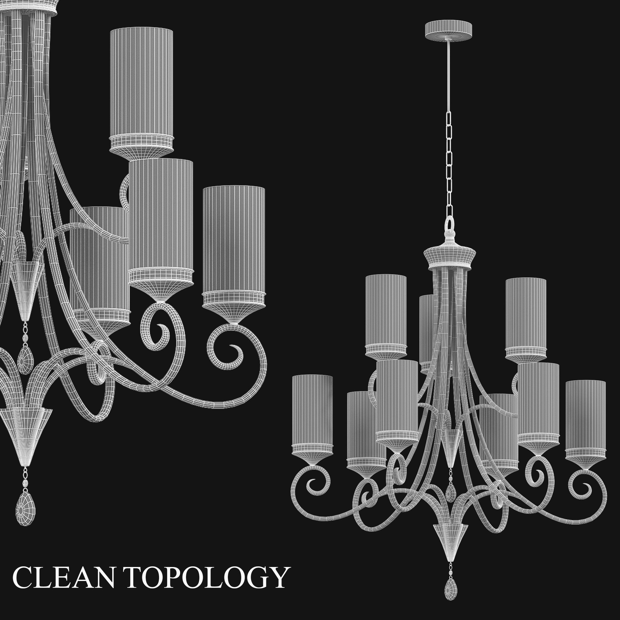 light-23 wrought iron chandelier with candles 3D model_3