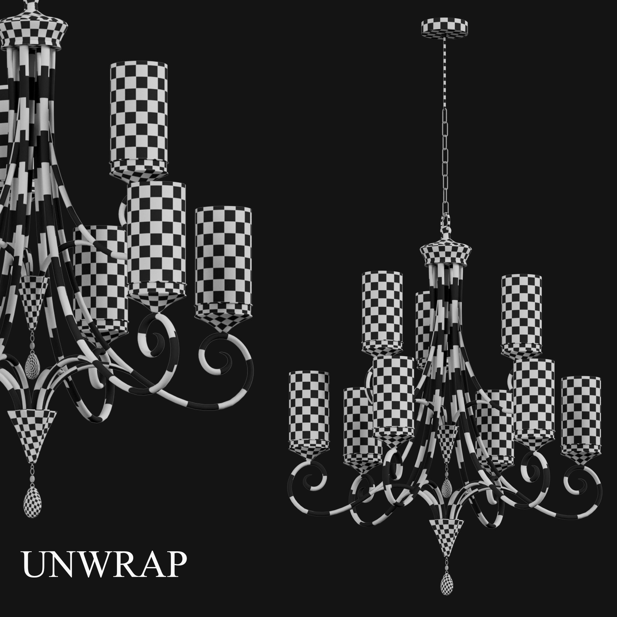 light-23 wrought iron chandelier with candles 3D model_4