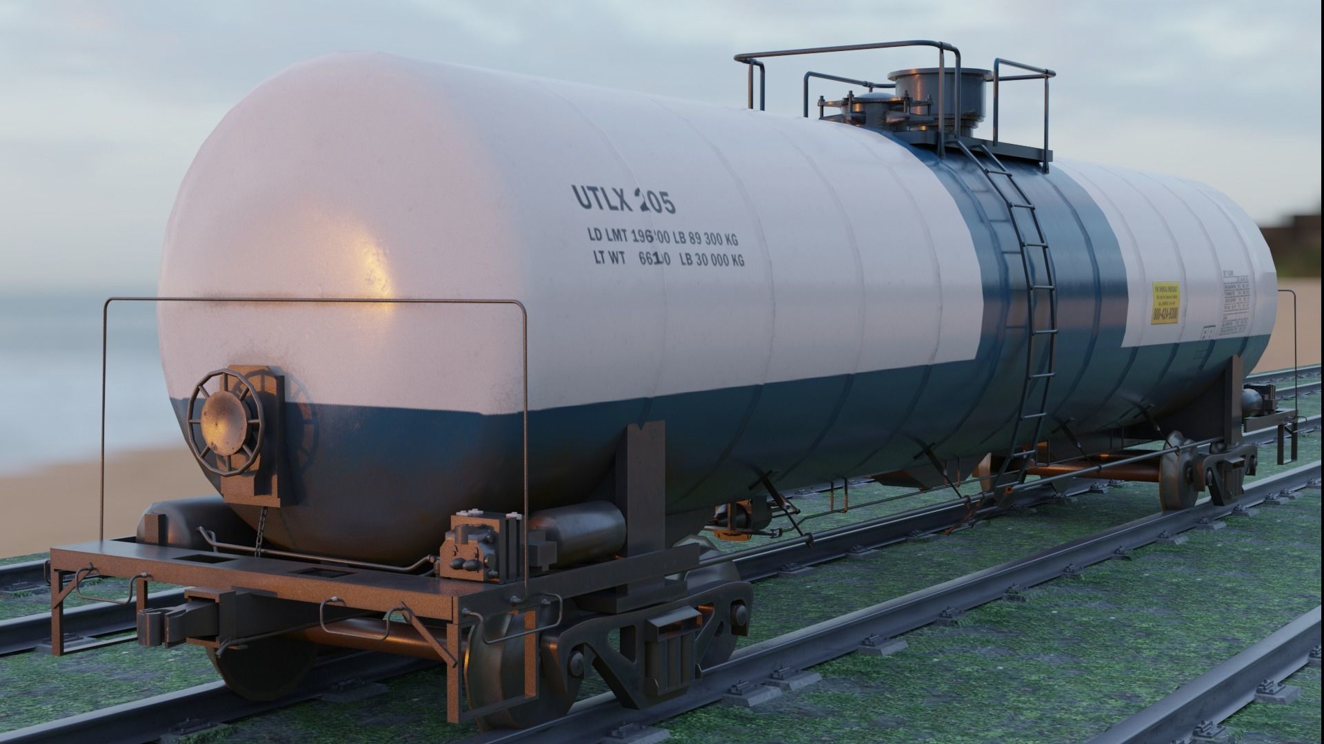 Railway Tank Car - Railroad - Train Tank Wagon Low-poly 3D model_9