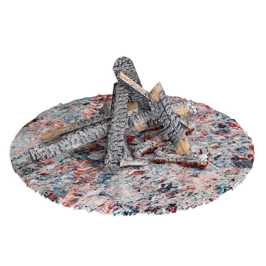 Set firewood bonfire hatchet 3D model_7