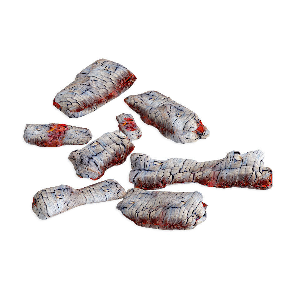 Set firewood bonfire hatchet 3D model_4