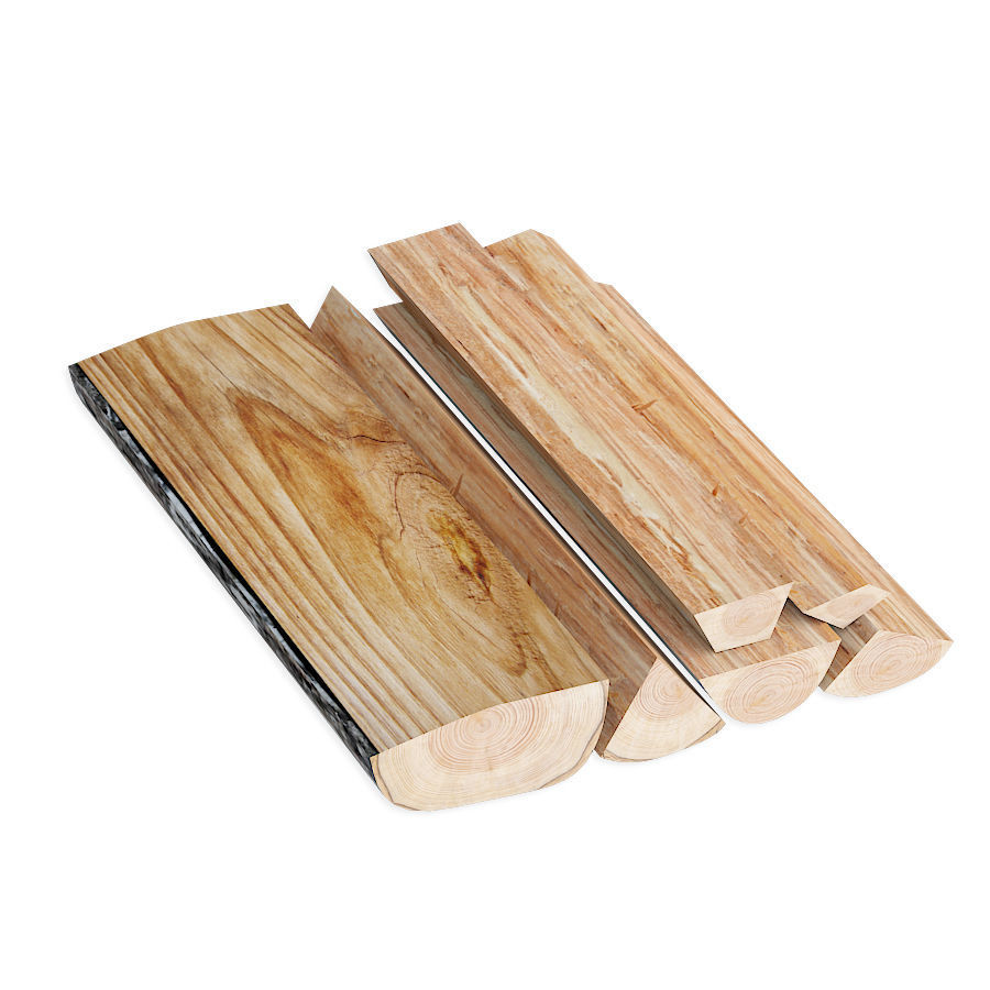 Set firewood bonfire hatchet 3D model_2