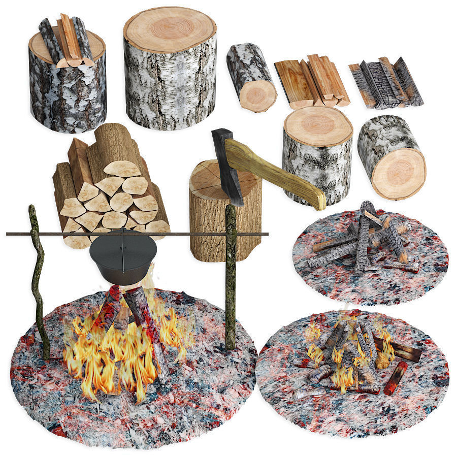 Set firewood bonfire hatchet