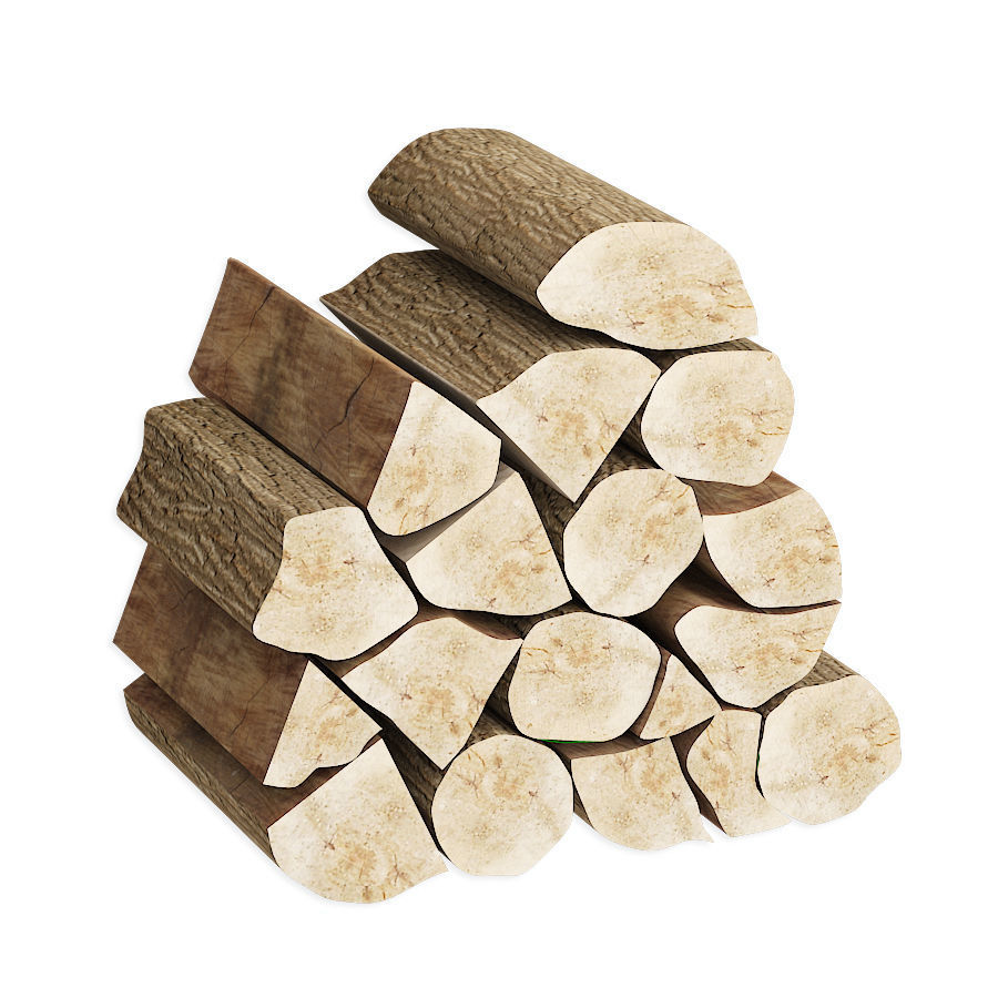 Set firewood bonfire hatchet 3D model_9