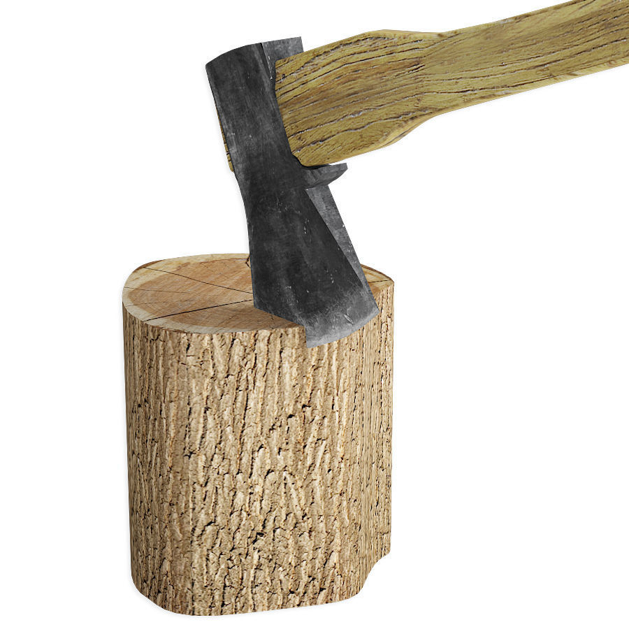 Set firewood bonfire hatchet 3D model_8