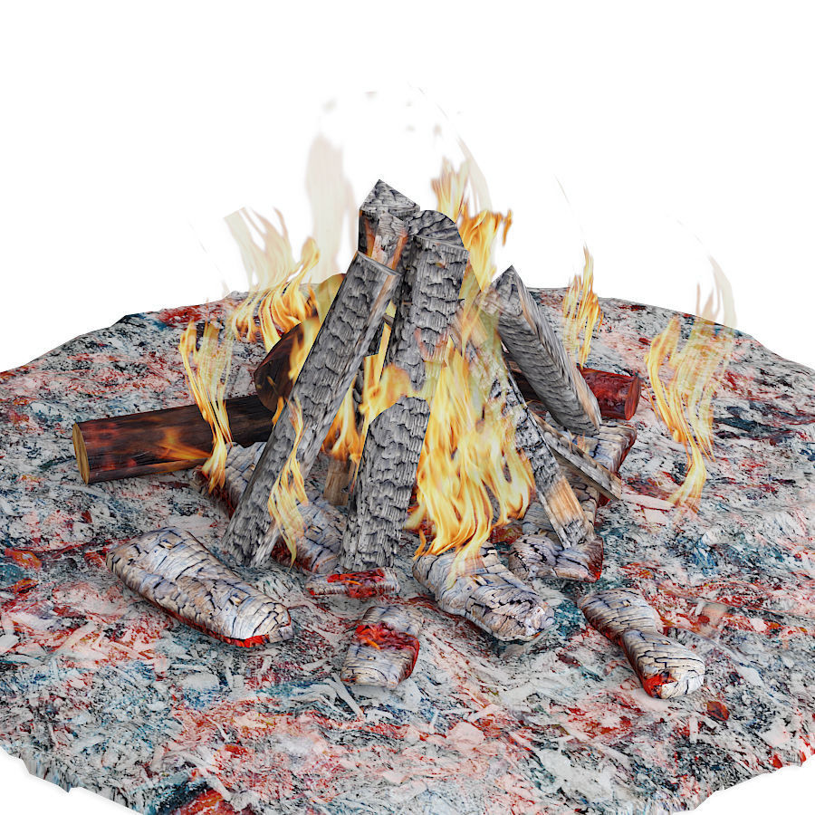 Set firewood bonfire hatchet 3D model_6