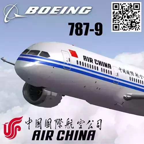 Boeing 787-9 Dreamliner Air China Low-poly 3D model