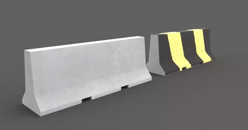 Concrete Barrier Low-poly 3D model_0