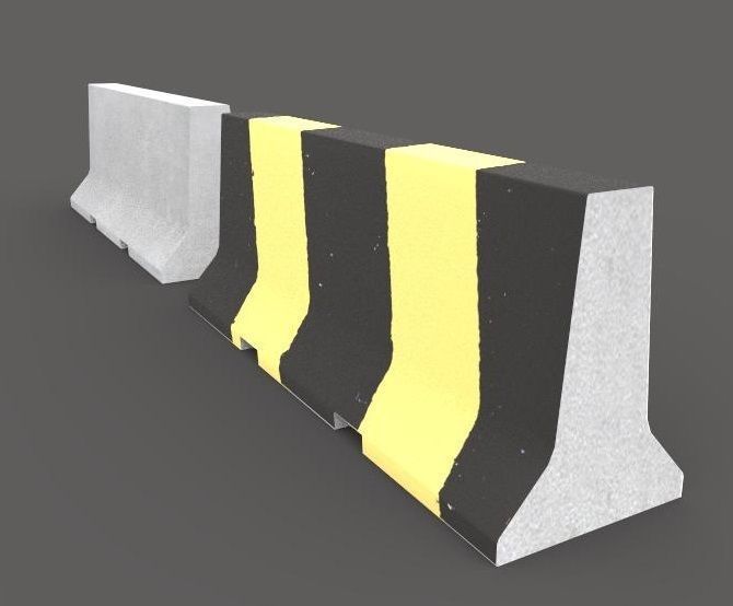 Concrete Barrier Low-poly 3D model_3